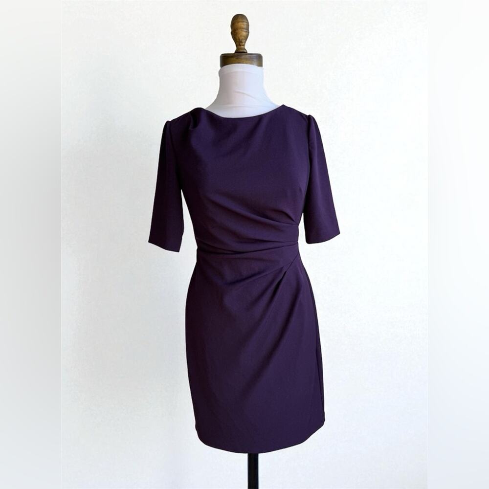BETSEY JOHNSON PLUM PURPLE SHORT SLEEVE PROFESSIONAL MIDI DRESS SIZE 0